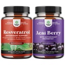 Bundle Resveratrooli kapslid koos AMPK Metaboolne aktivaator Metabolism Boost & Cellular Efficiency ja Acai Berry Antioksüdandid Naiste ja meeste immuunsüsteemi ja kognitiivse tervise
