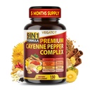 Orgaaniline Cayenne Pepper 9IN1 kompleks kaneeli, ingveri, kurkumi üldise tervise, immuunsüsteemi, seedimise tervisega (150 loend (pakk 1))