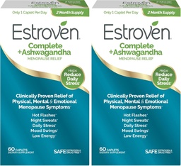 Estroven Complete + Ashwagandha Multi-Sümptom Menopausi Täiendus Naistele - Kliiniliselt tõestatud Koostisosad Annavad Menopausile Relief & Öised Higistused + Kuum Flash Relief * - 4 kuu pakkumine (2. pakk)