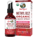 MaryRuth Organics Vitamiin B12 Vedel pihusti | Vegan, mitte-GMO, Gluteenivaba | USDA orgaaniline lisand | Energia ja närvisüsteemi tugi | B12 vitamiinid naistele ja meestele | 1500 mcg | 1 Fl Oz