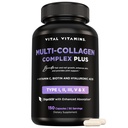 Vitaalsed vitamiinid Multi kollageen Kompleks Plus - Biotiin, hüaluroonhape, C-vitamiin - tüüp I, II, III, V, X - naistele ja meestele - juuksed, nahk, küüned ilukompleks - 150 kapslit
