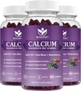 Kaltsium Magneesium Tsink Gummies vitamiin D3 - kõrge imendumiskompleks Kaltsiumilisa koos mere sammal, Elderberry luu, lihased, immuun-, meeleolu ja une tugi, Vegan - 60 Gummies (3 Pack)