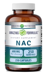 Amazing Formulas NAC (N-atsetüül-L-tsüsteiini) täiendus | 600 Mg ühe serveerimise kohta | 250 kapslit | Mitte-GMO | Gluteenivaba | Valmistatud USA-s