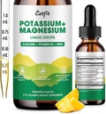 Kaalium Magneesium Glütsinaat Täiendav imendumine Magneesiumkompleks Vedel tilk kaltsiumi, kaaliumi, D3-vitamiini ja tsink magada, jalad krambid, lihased ja energia, Suhkruvaba & Vegan 2 Fl Oz
