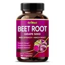 GriMed Beet Juur viinamarjaseemne ekstraktiga, Maca Juur, Red Spinach & Ashwagandha – 180 köögiviljakapslit