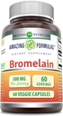 Amazing Formulas Bromelain 500mg 2400 GDU, 60 Veggie kapslid | Non-GMO | Gluteenivaba | Valmistatud USAs | Ideaalne taimetoitlastele