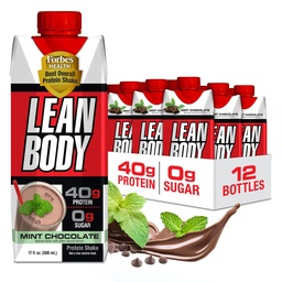 Labrada Lean Body Valmis-to-Drink Mint Chocolate Protein Shake, 40 g valku, vadakusegu, 0 suhkrut, gluteenivaba, 22 vitamiinid ja mineraalid, (ringlussevõetav karp & Lid - pakend 12) LABRADA