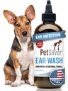 PetSilver Dog Ear Cleaner lahendus - õrn kõrvapesu koertele ja kassidele kelaaditud hõbedaga - Otic Rinse valem Sihtmärgid vaha kogunemist, lõhna ja sügelevad või ärritunud alad - valmistatud USAs - 8 fl oz