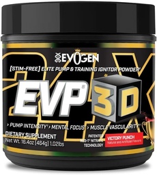 Evogen EVP 3D - Stim Free Pre Workout Powder meestele ja naistele | Sugar Free Non Stim Preworkout koos Beeta Alanine ja Kreatiin energia ja pump | Võidu Punch | 40 Servings