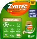 Zyrtec 24-tunnine allergia leevendamine Vedelad geelid, antihistamiinikapslid koos tsetirisiini HCl allergiaga Meditsiin igapäevaseks raviks runny nina, aevastamine, sügelevad silmad & rohkem, 40 krahv