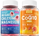 Suhkruvaba kaltsiumilisand 600mg, vetikate kaltsium Magneesium 2:1 suhe + suhkruvaba CoQ10-250mg täidisega kummikud, kõrge neeldumise koensüüm Q10