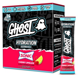 GHOST hüdratsioonipaketid, Sonic Cherry Limeade, 24 pulgad, elektrolüüt pulber - joogisegu lisandiga magneesium, kaalium, kaltsium, C-vitamiin - vegan sõbralik, soja, suhkru ja gluteeni vaba