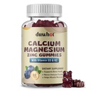 Kaltsium Magneesium Tsink Gummies naistele, närimistable kaltsiumilisandi 1000 mg Vitamiin D3 & K2, Luude ja närvide Tervis, lihaste funktsioon, Immuunsüsteemi tugi ja stressi leevendamine, Mustikamaitse, 60 Ct