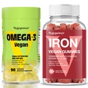 Vegan Raudkummid + Vegan Vegavetikad Omega-3 DHA - parim vitamiinilisand naistele ja meestele, mitte-GMO, gluteenivaba