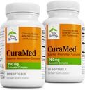 Terry Naturally CuraMed 750mg - Antioksüdandi lisand aju ja südame tervise jaoks - täiendus suure tugevusega kurkumiini kompleksiga - neeru, maksa ja immuunsuse tervise tugi - 30 softgels (pakk 2)
