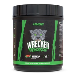 Wrecked Pre Workout Pulber, Advanced Formula, Suurendab Energiat, Fookust, Pumbad & Performance, 10g L-tsitrulliin, 6,4g Beeta-alaniin, 5g Türosiin, 1g Alpha GPC, 375mg Kiiretoimeline Kofeiin & Rohkem (Watermelon)