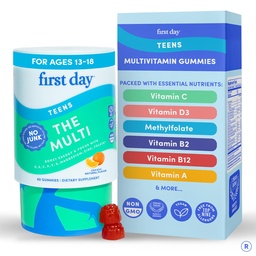 ESIMESE PÄEVA vitamiinid teismelistele - Teen Multi vitamiinid tüdrukutele ja poistele 12-17, orgaanilised puuviljad ja köögiviljad segu - 12 peamist toitainet: vitamiinid A, B1, B2, B6, B9, B12, C, D3, E, K2-30 päeva pakkumine