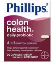 Phillips' Colon Health Daily Probiootilised kapslid, 4-in-1 Sümptom Kaitse, mis aitab kaitsta juhusliku gaasi, puhituse, kõhukinnisuse ja kõhulahtisuse eest, igapäevane täiendus, 30