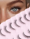 Ainult kõik looduslikud ripsmed Wispy ripsmed Natural Look False ripsmed Natural Flared ripsmed Vale silma ripsmed Pehmed kohevad ripsmed 7 paari D1 Natural (6-13MM)