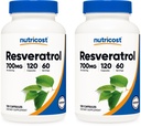 Nutricost Resveratrol 700mg; 120 köögiviljakapslit - 50% trans- resveratrooli (2 pudelit)
