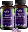 Black Elderberry kapslid | 200 Count - 10 000 mg | Sambucus Elderberry Vitamiinid, Non-GMO, Gluteenivaba, Orgaaniline Elderberry Extract Sambucus Nigra - 200 Vegan Kapslid - Pakend 2
