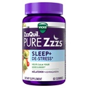 ZzzQuil PURE Zzzs De-Stress 2mg Melatoniin Gummies, Uneabivahendid täiskasvanutele, Ashwagandha stressi toetamiseks, 60 Gummies