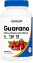 Nutrikost Guarana 1000mg Serving, 150 Taimekapslit - Natural Taimne Brasiilia Kofeiin Energizer Supplement