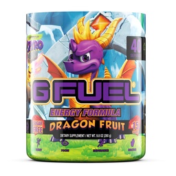 G Fuel Spyro Draakoni energiajoogi pulber, Pre Treening Kofeiinisegu hasartmängudeks, Sugar Free Focus Amino, Vitamiin + Antioksüdandid, 9,8oz (Dragon Fruit, 40 Servings)