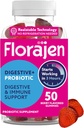 Florajen Orgaanilised Probiootilised Gummies Naistele Ja Meestele - Soolestiku Tervise Ja Immuunsüsteemi Toetamise Täiendus - Kõhukinnisus Ja Bloating Relief - 50 Gummies