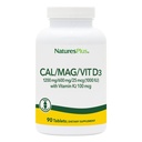 NaturesPlus Kaltsium / Magneesium / Vitamiin D3 koos K2-vitamiiniga - toetab luu ja immuunsüsteemi tervist - taimetoitlane, gluteenivaba - 90 tabletti - 22,5 Servings