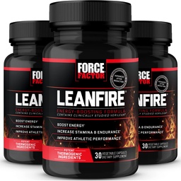 FORCE FACTOR LeanFire, 3-Pack, Pre Workout energia pillid rohelise tee ekstrakti ja kofeiini suurendada energiat, ehitada Lean lihaseid, parandada sportlikku jõudlust ja suurendada fookust, 90 kapslit