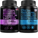 MEDCHOICE Sleep Melatoniin (90ct) ja Nootroopne Aju (60ct) Täienduspakett - Wellness Duo une, aju, fookuse ja meeleolu toetamiseks - Vegan, mitte-GMO, Gluteenivaba