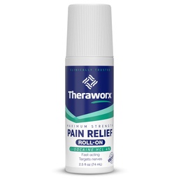 Theraworx Maksimaalne tugevuse valu leevendamine rullides sidokaiiniga, kiire toimega - 2,5 Oz - 1 loend