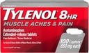 Tylenol 8 tundi lihasvalu ja valukapslid, 100 pudeli kohta (3 pudelit)