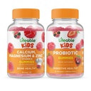 Elujõuline Kaltsium Magneesium & Tsink Lapsed + Probiootikum 2 Miljardid CFU Lapsed, Gummies Bundle - suurepärane maitse, vitamiinilisand, Gluteenivaba, GMO-vaba, närimiskumm
