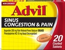 Advil Sinus'i ummistus ja valu, siinuse leevendamise meditsiin, valu leevendamine ja palaviku vähendaja ibuprofeeni ja fenüülefriini HCl - 20 kaetud tabletti