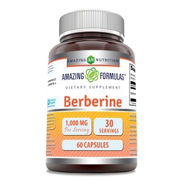 Amazing Formulas Berberine 1000mg Per Serving 60 Kapslid Supplement | Non GMO | Gluteenivaba | Valmistatud USAs