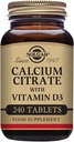Solgar Kaltsiumtsitraat vitamiin D3 tablettidega, 240 loendurit (pakk 1)