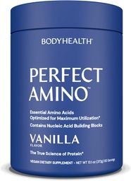 BodyHealth PerfectAmino Powder - BCAA ja EAA pulber pre ja post treening - Aminohappe energiajook meestele ja naistele, et toetada Lean lihaseid ja taastumist - Vanilla - 60 serveerimist