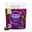 OLLY Immunity Sleep Gummy, Immune and Sleep Support, 3mg Melatoniin, Echinacea, Tsink, C-vitamiin, närimistable Supplement, Berry - 60 Count