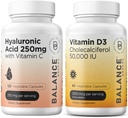 Balancebreens Puhas hüaluroonhape 250mg vitamiin C 50mg + vitamiin D3 50 000 RÜ Lisand Combo