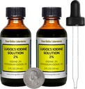 Lugoli jood / 2% lahus / 4 Oz kahes merevaigukollases klaasist pudelis / tasuta tilgad / USA