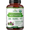 Zazzee USDA orgaaniline piimaohakas 50: 1 ekstrakt, 80% silimariin Flavonoidid, 200 Vegankapslid, 6+ kuu pakkumine, Silybum Marianum, Maksatoetus & Detox Support, Orgaaniline All-Natural, Non-GMO, Valmistatud USA-s