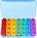 Nädala Pill Korraldaja, Travel Pill Box Case (7-Päev / 4-Times-A-Päev) Suurte Koostistega, Et Hoida Palju Kalaõli, Vitamiinid, Hommiku keskpäeval Öö Ravimi Dispenser (sinine)