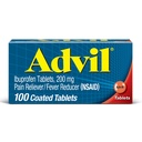 Advil valu leevendaja ja palaviku vähendaja, valu leevendav ravim ibuprofeeniga 200 mg peavalu, seljavalu, menstruaalvalu ja liigesevalu leevendamiseks - 100 kaetud tabletti