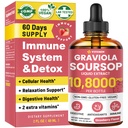 Graviola Soursop Leaf Extract Vedelik - Soursop Bitters Vedelik, Tugi Immuunsüsteem, Lõdvestu, Maks ja uni, suhkur ja alkoholivaba, Väga imenduv valem, Maasikamaitse, 2 Fl Oz