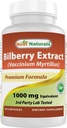 Parimad looduslikud mustikaekstrakt 1000mg kapsel (mitte-GMO) toetab tervislikku visiooni, 90 Count