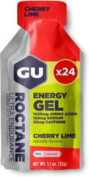 GU Energy Roctane Ultra Endurance Energy Gel, Vegan, Gluteenivaba, Kosher ja Piimavaba On-The-Go Sport Nutrition jooksmiseks, jalgrattasõiduks, matkamiseks või suusatamiseks, 24-Count, Cherry Lime