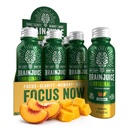BrainJuice Brain Support Shot, Gluteenivabad toidulisandi kaadrid energia ja fookuse jaoks, tervislikud joogid Alpha GPC-ga, vitamiin B ja orgaaniline roheline tee ekstrakt Kofeiin, Peach Mango, 2,5 fl oz, 12 Pack