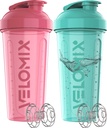 VELOMIX - 2 Pack- 28 oz Proteiin Shaker pudelid valgusegudele - 2x Wire Whisk | Leak Proof Shaker Cups valgu raputamiseks | Proteiin Shaker Bottle Pack (Pink/Turquise)